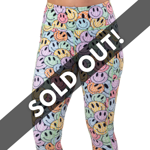 smiley face patterned leggings sold out