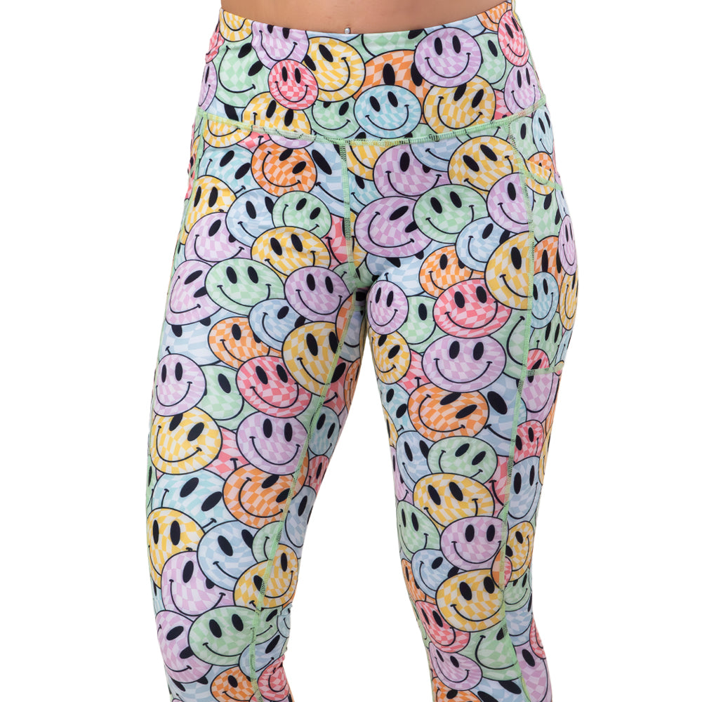 smiley face patterned leggings