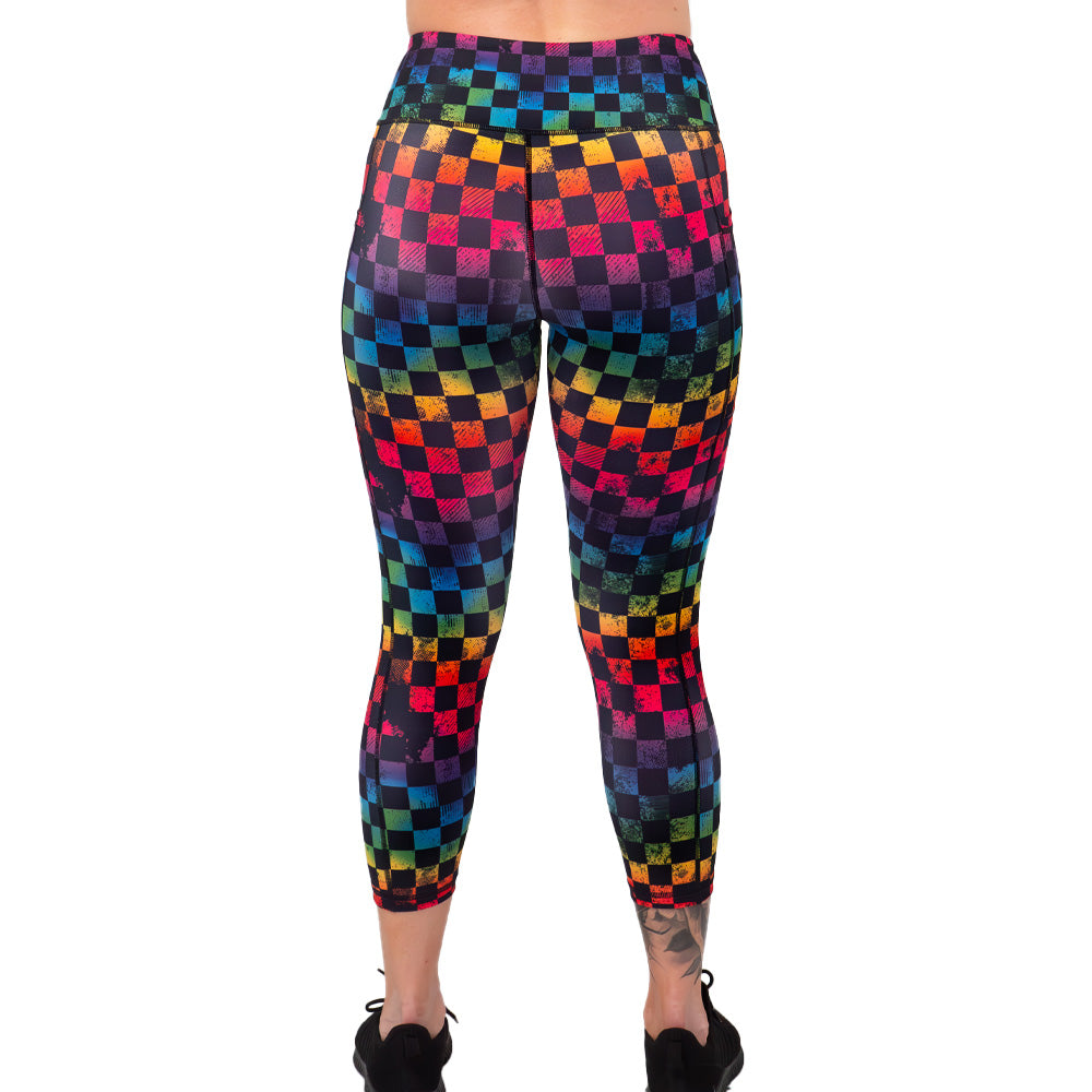 back of the rainbow checkers leggings