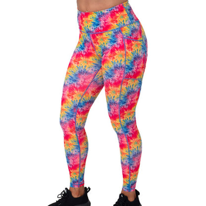 full length rainbow tie dye leggings