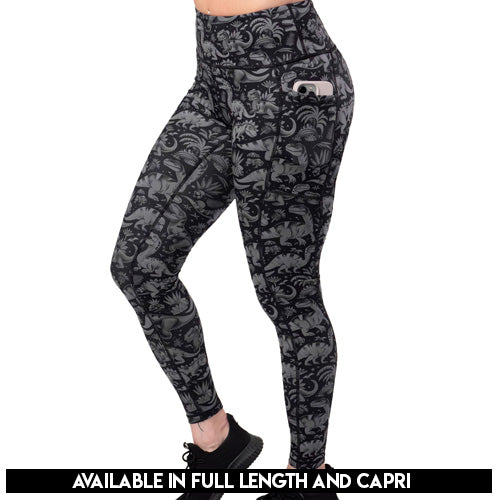 dino print leggings available in full and capri length