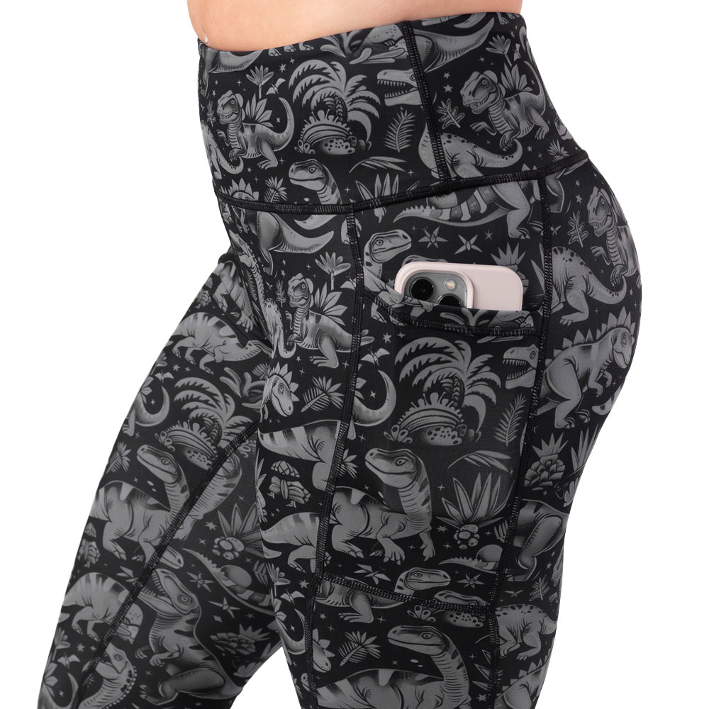 side pocket on the dino print leggings