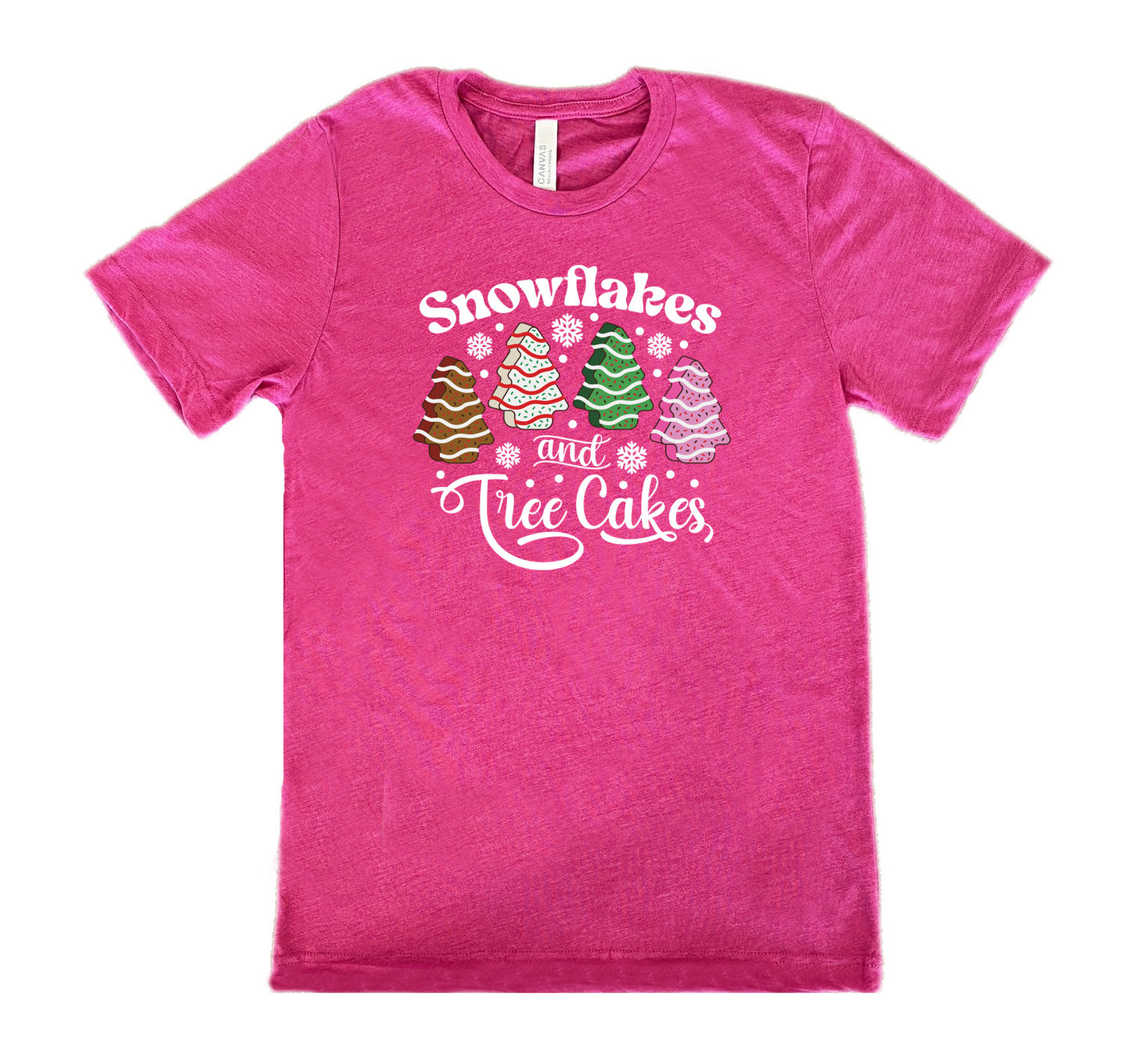 berry shirt with Snowflakes & Tree Cakes graphics on it