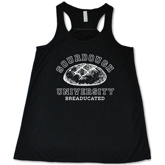 black shirt with a sourdough bread graphic on it