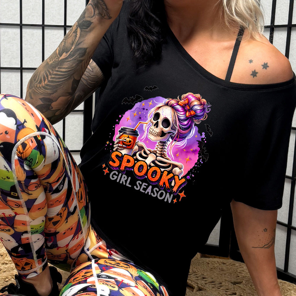 slouchy shirt with the text "Spooky Girl Season"