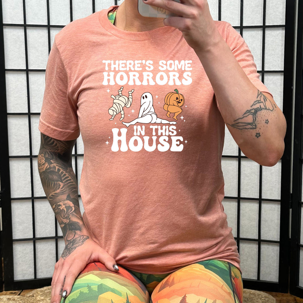 peach "There's Some Horrors In This House" shirt