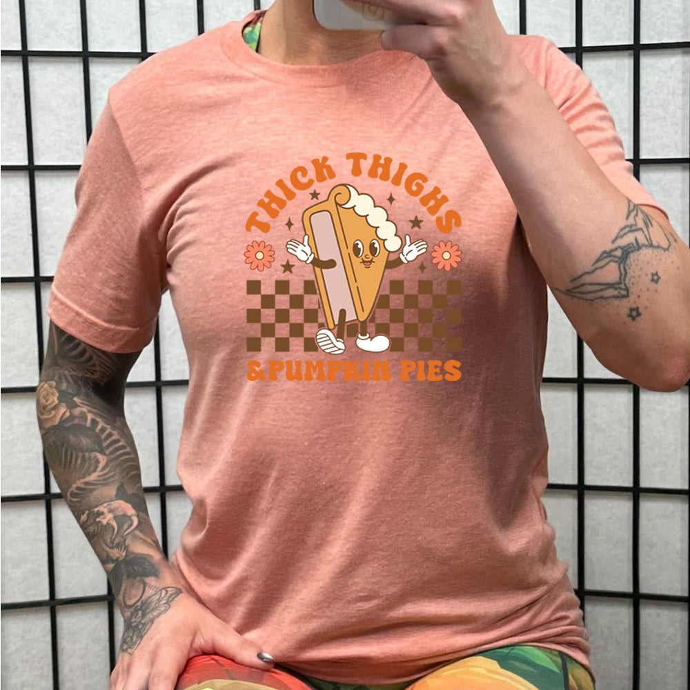 peach Thick Thighs & Pumpkin Pies Shirt