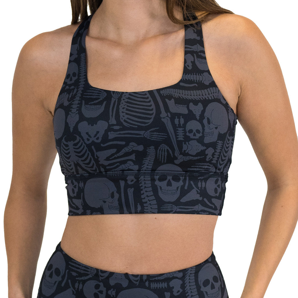 bone anatomy patterned sports bra