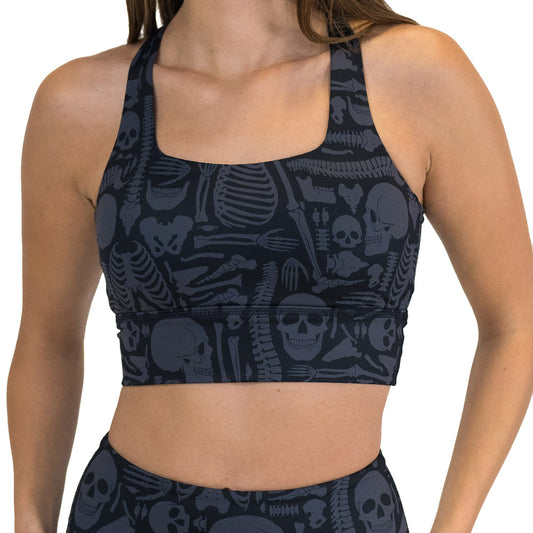 bone anatomy patterned sports bra