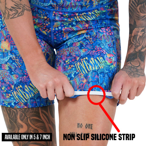 non slip strip on the colorful animal themed shorts