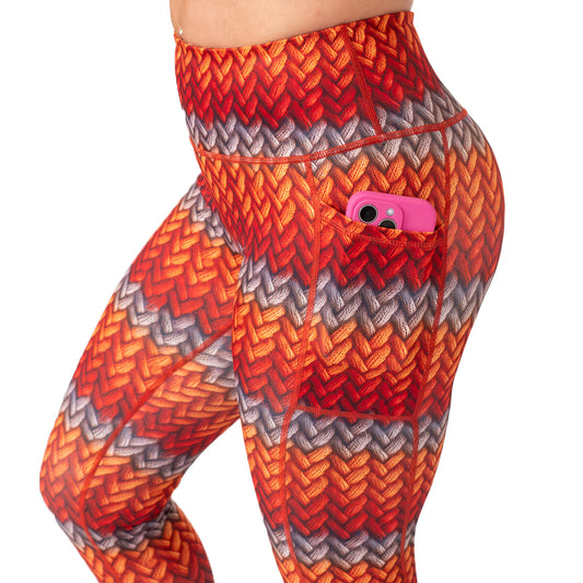 side pocket on the knit patterned leggings