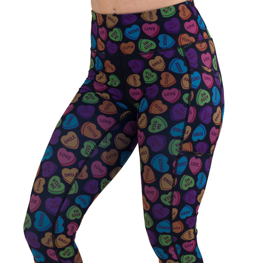 valentine heart candy print leggings