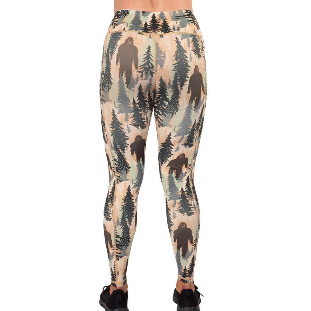 back of the big foot themed leggings