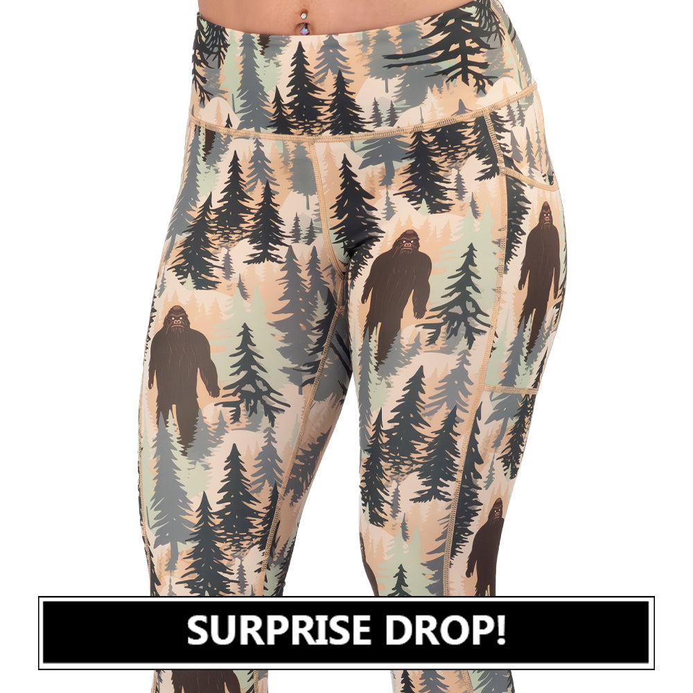 big foot themed leggings surprise drop