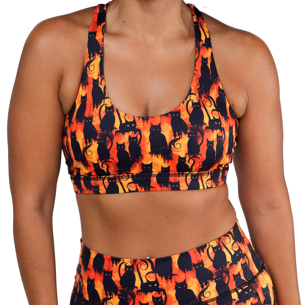 black cats sports bra