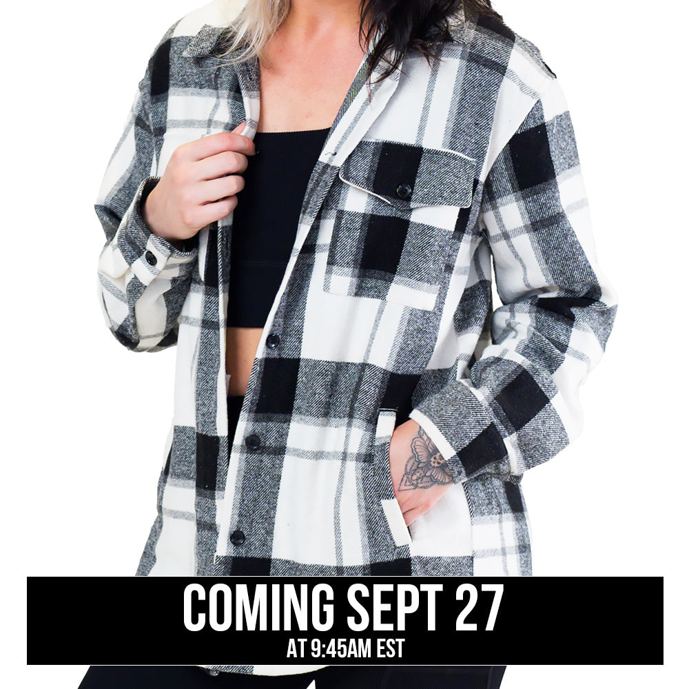 black plaid shacket coming soon