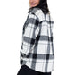 back of the model wearing the black plaid shacket