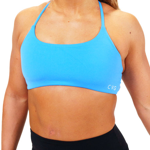 solid blue sports bra