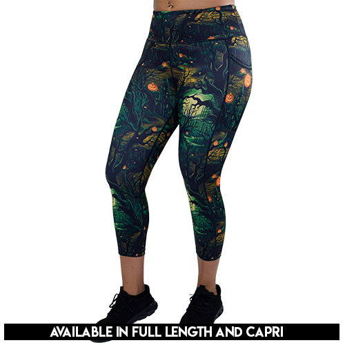 spooky forest themed leggings available lengths