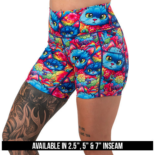 cat patterned shorts available lengths