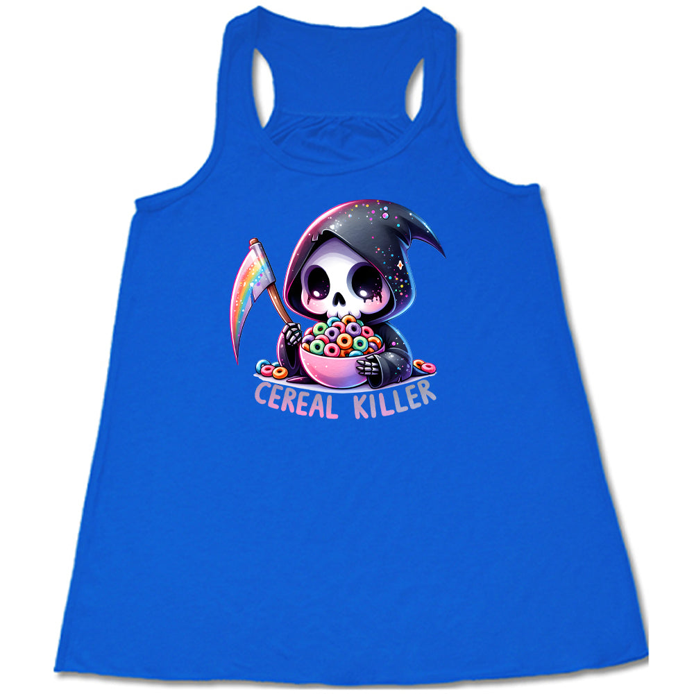 blue "Cereal Killer" racerback tank top