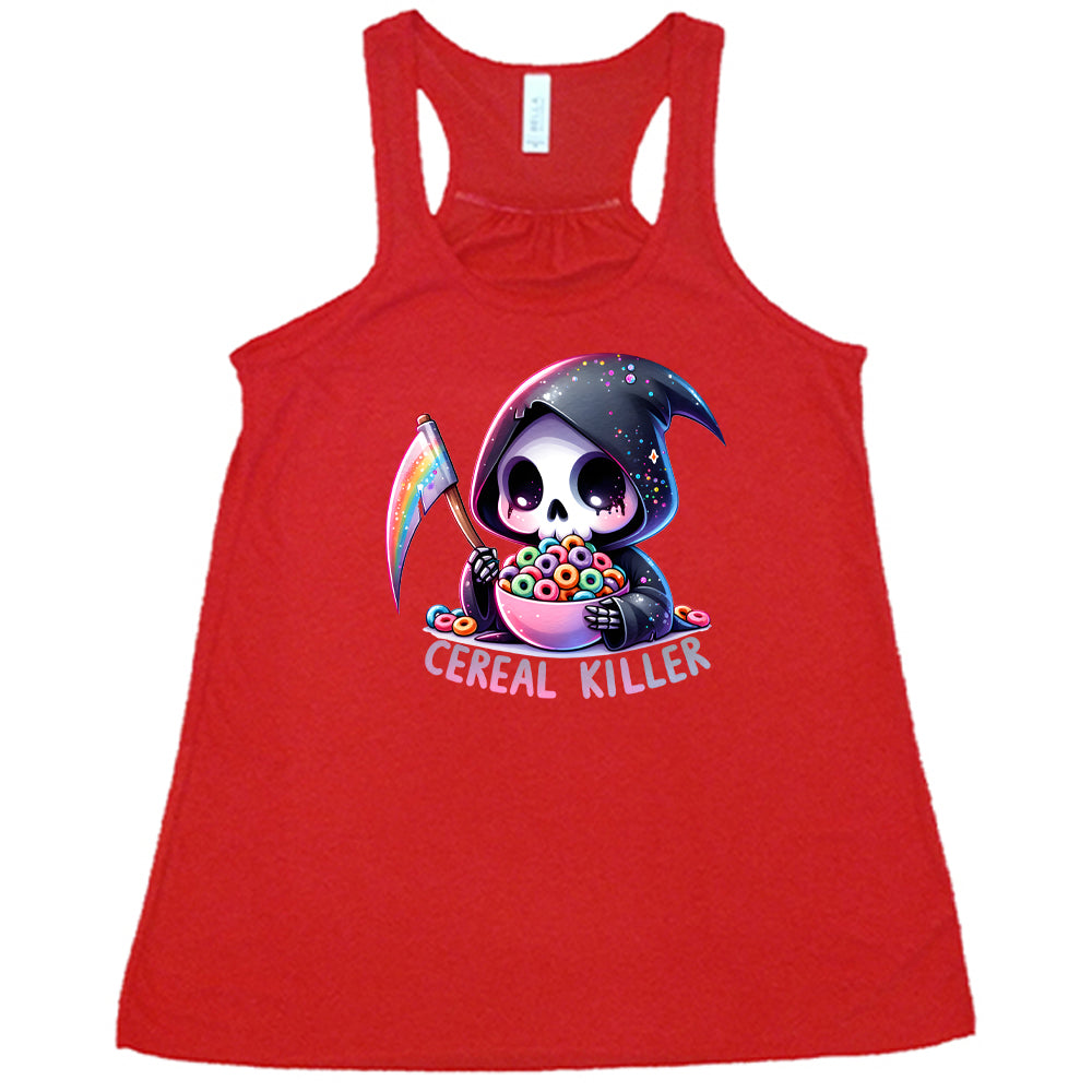 red "Cereal Killer" racerback tank top