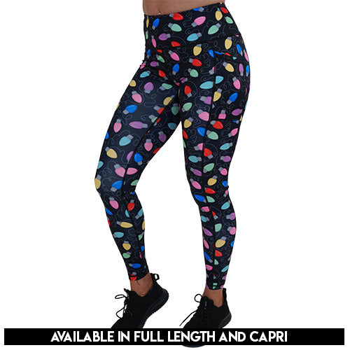 Christmas lights patterned leggings available in capri and full length