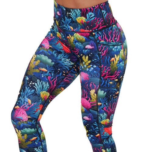 coral reef patterned leggings