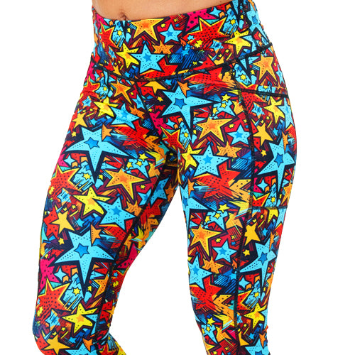 comic book stars patterned leggings