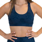 skull and bones patterned sports bra