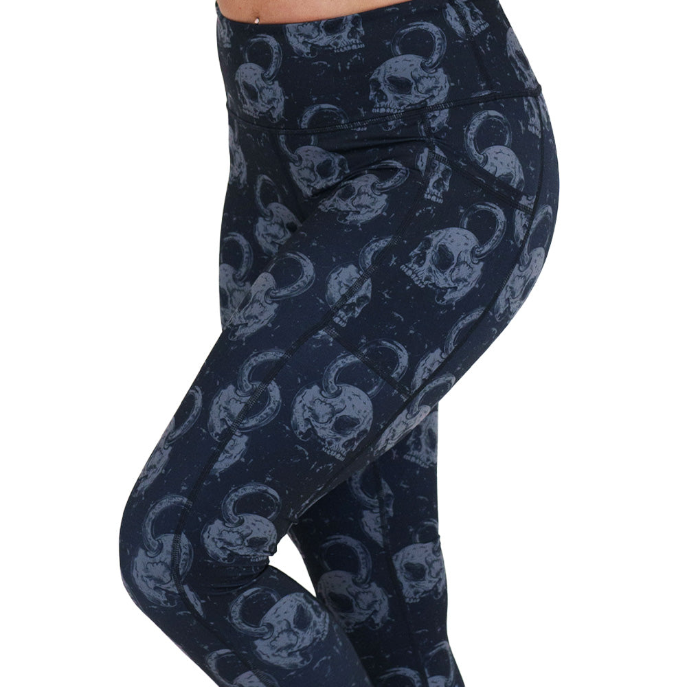 skull kettlebell print leggings