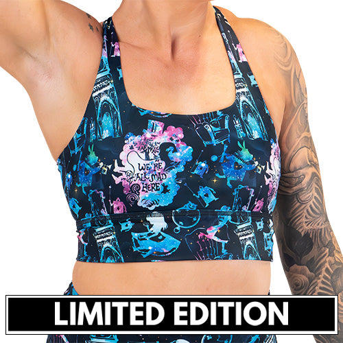 limited edition alice in wonderland inspired sports bra