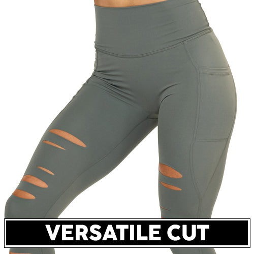 ripped sage green leggings versatile cut