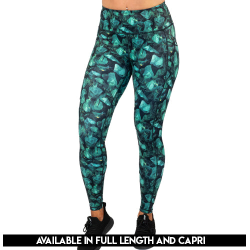 emerald jewel patterned leggings available in full and capri length