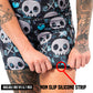 non slip strip on the blue hearts and skulls patterned shorts 