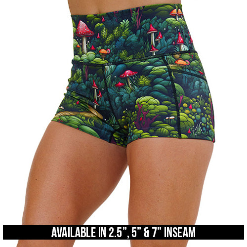 enchanted forest themed shorts available inseams