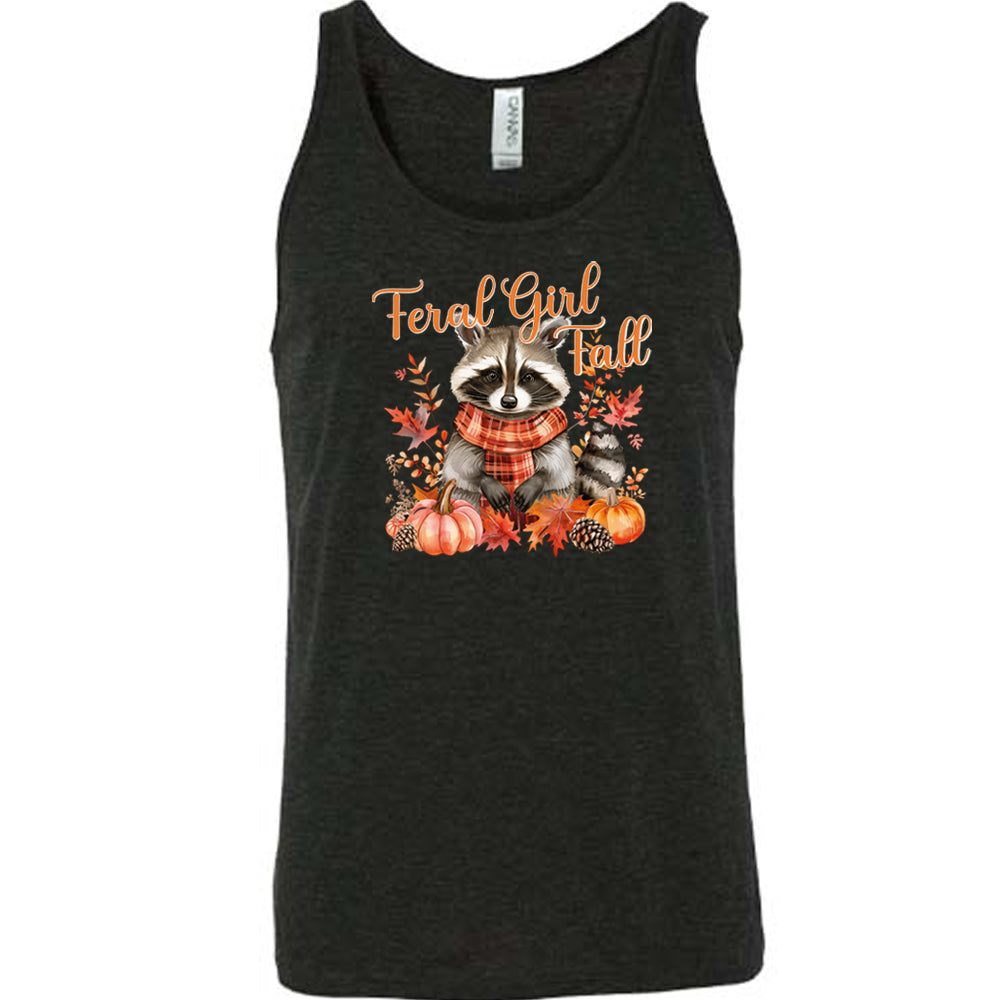 black "Feral Girl Fall" with a raccoon graphic on it shirt