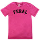 berry shirt with the word "feral" in the middle of it