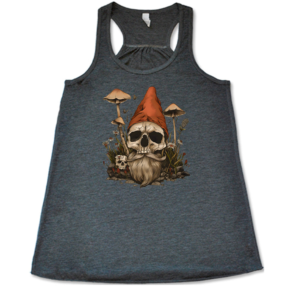 grey shirt with a gnome skull graphic in the center