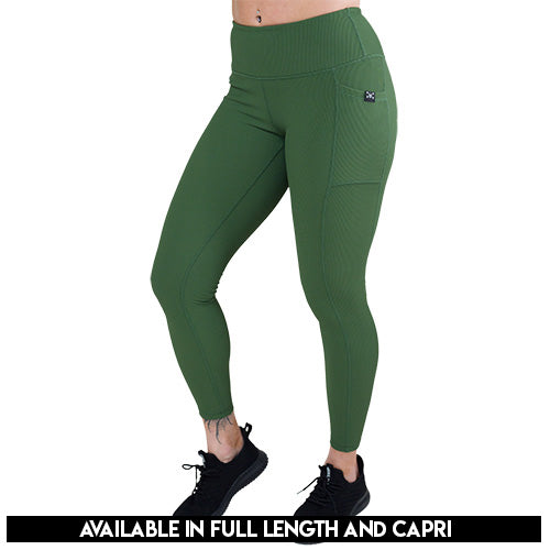 green ribbed leggings available lengths