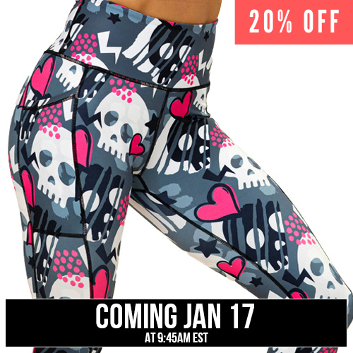 20% off skull and heart patterned leggings coming soon