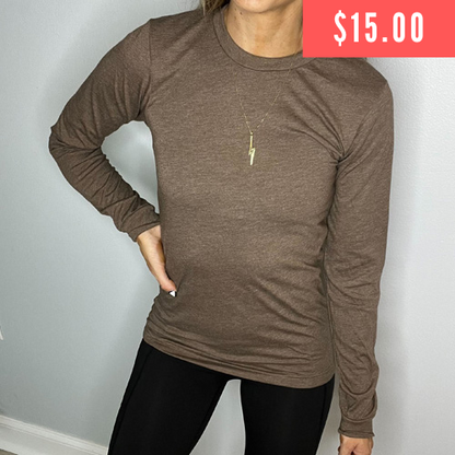 $15 brown long sleeve shirt