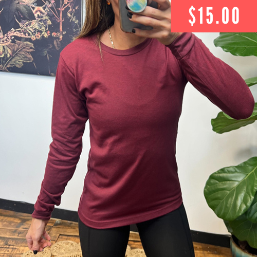 $15 maroon long sleeve shirt