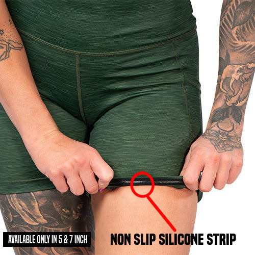 non slip strip on the heather green shorts