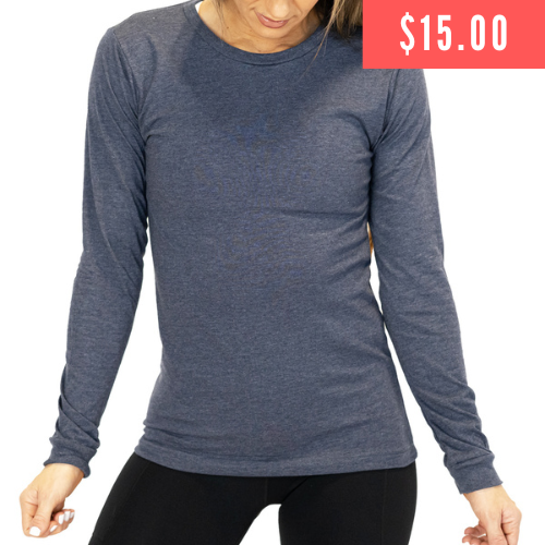 $15 Heather Navy Long Sleeve Tee