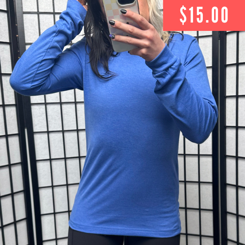 $15 Heather True Royal Long Sleeve Tee