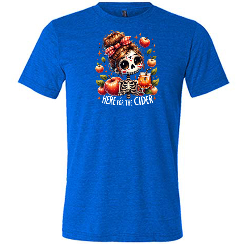 blue "Here For The Cider" shirt