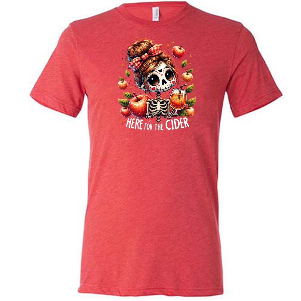 red "Here For The Cider" shirt