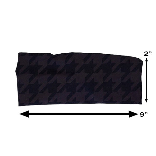 houndstooth patterned headband measured at 2 by 9 inches