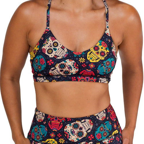 front of sugar skull move free bra